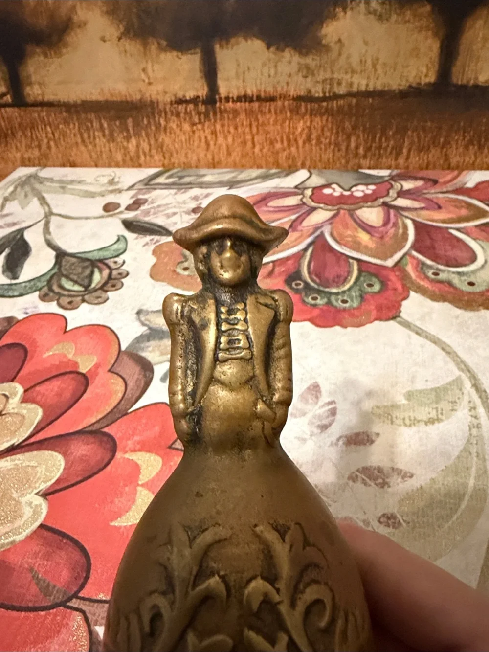 Brass Decorative Colonial Bell with Floral Detailing